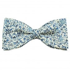 Van Buck White & Blue Floral Men's Bow Tie - Made with Liberty Fabric