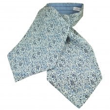 Van Buck White & Blue Floral Men's Day Cravat Made with Liberty Fabric