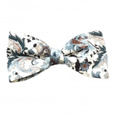Van Buck White, Blue, Plum, Pale Pink Bow Tie Made with Liberty Fabric