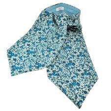 Van Buck White, Blue, Teal & Grey Day Cravat Made with Liberty Fabric