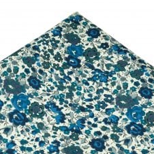 Van Buck White, Blue, Teal Pocket Square Made with Liberty Fabric