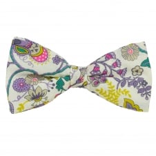 Van Buck White Flower Pattern Men's Bow Tie Made with Liberty Fabric
