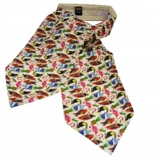 Van Buck White Parrots, Tropical Birds & Pineapple Pattern Casual Day Cravat - Made with Liberty Fabric