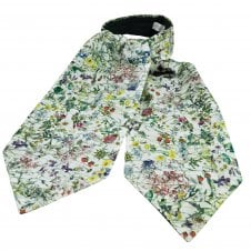 Van Buck White Wild Flowers Day Cravat Made with Liberty Fabric