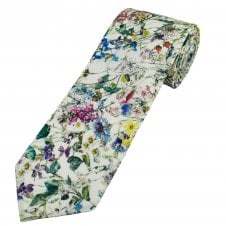 Van Buck White Wild Flowers Designer Tie Made with Liberty Fabric