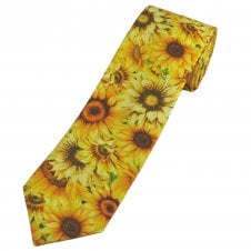 Van Buck Yellow Sunflower Pattern Cotton Men's Tie