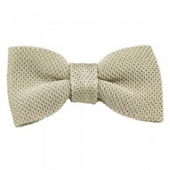 Vidoni Plain Ecru Silk Designer Knitted Bow Tie