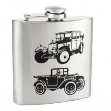Vintage Car 6oz Stainless Steel Hip Flask