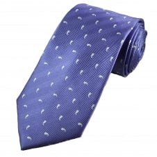 Violet & Silver Paisley Teardrop Patterned Men's Silk Tie