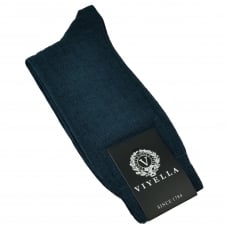 Viyella Airforce Blue Ribbed Wool Rich Shortie Men's Socks