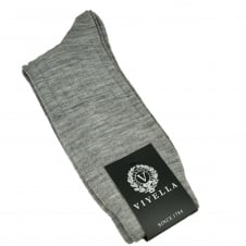 Viyella Light Grey Ribbed Wool Rich Shortie Men's Socks