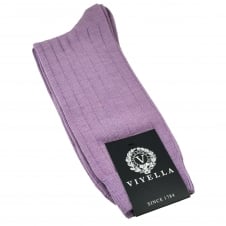 Viyella Mauve Ribbed Wool Rich Shortie Men's Socks