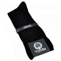 Viyella Plain Black Softouch No Elastic Wool Men's Socks