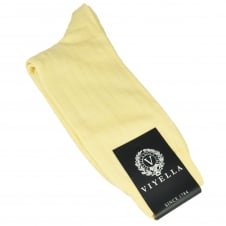 Viyella Plain Lemon Yellow Ribbed Wool Rich Shortie Men's Socks