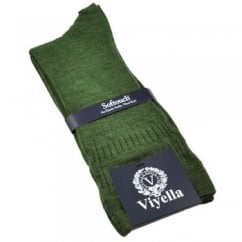 Viyella Plain Lovat Green Softouch No Elastic Wool Men's Socks
