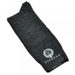 Viyella Plain Mid Grey Ribbed Wool Rich Shortie Men's Socks
