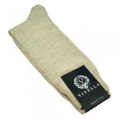 Viyella Plain Natural Ribbed Wool Rich Shortie Men's Socks