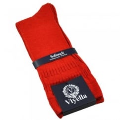 Viyella Plain Poppy Red Softouch No Elastic Wool Men's Socks