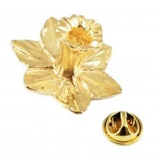 Welsh Daffodil Flower English Gold Plated Lapel Pin Badge
