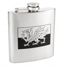 Welsh Dragon Wales Flag 6oz Stainless Steel Hip Flask