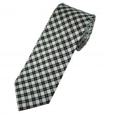 White & Black Checked Luxury Silk Men's Narrow Tie