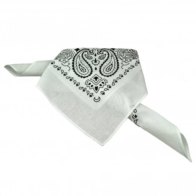 White & Black Paisley Pattern Bandana Neckerchief
