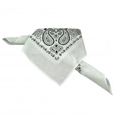 White & Black Paisley Pattern Bandana Neckerchief