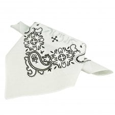 White & Black Paisley Patterned Bandana Neckerchief