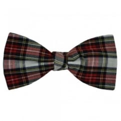 White Dress Stewart Tartan Patterned Bow Tie by Van Buck