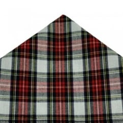 White Dress Stewart Tartan Patterned Handkerchief by Van Buck