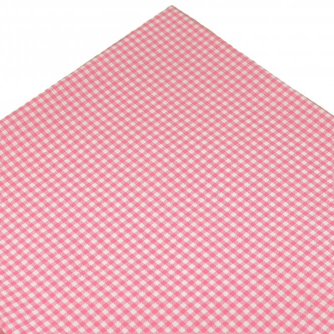 White & Pink Checked Cotton Pocket Square Handkerchief