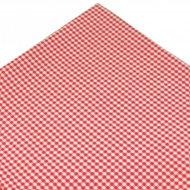 White & Red Checked Cotton Pocket Square Handkerchief
