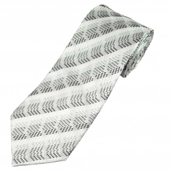 White, Silver & Grey Pattern Men's Extra Long Tie
