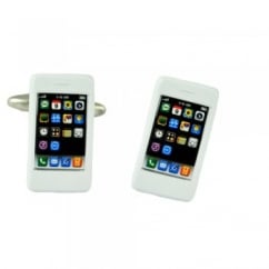 White Smart Phone Novelty Cufflinks