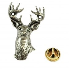 White Tailed Deer English Pewter Lapel Pin Badge