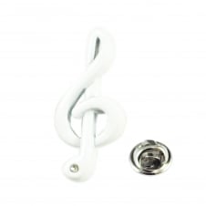 White Treble Clef with Crystal Lapel Pin Badge