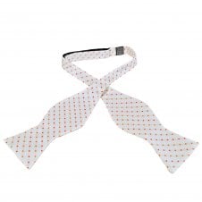 White With Red & Orange Polka Dot Men's Self Tie Bow Tie