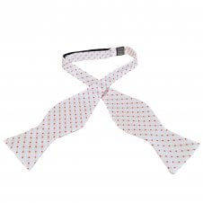 White With Red Polka Dot Men's Self Tie Bow Tie