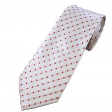 White With Red Polka Dot Men's Tie 