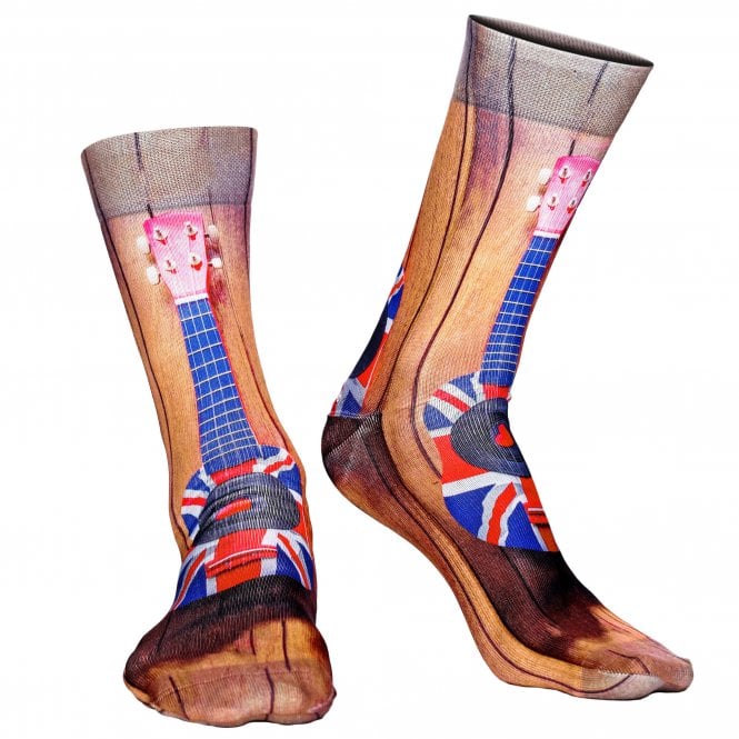 Wigglesteps Britpop Union Jack Guitar Organic Cotton Blend Socks