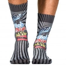 Wigglesteps Fish & Chips Themed Grey & Black Organic Cotton Blend Socks