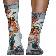 Wigglesteps Retro Beer with Lobster Organic Cotton Blend Socks