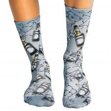 Wigglesteps Whiskey Themed Grey Organic Cotton Blend Socks