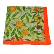 William Morris Fruits Silk Cotton Blend Pocket Square Handkerchief