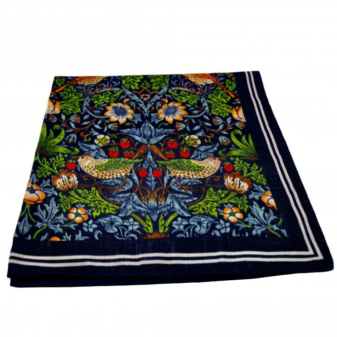 William Morris Strawberry Thief Navy Blue Bandana Neckerchief