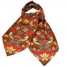 William Morris "Strawberry Thief" Red Flowers & Birds Cotton Day Cravat