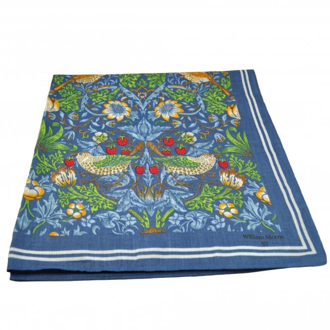 William Morris Strawberry Thief Slate Blue Bandana Neckerchief
