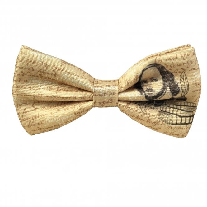 William Shakespeare Beige Novelty Bow Tie