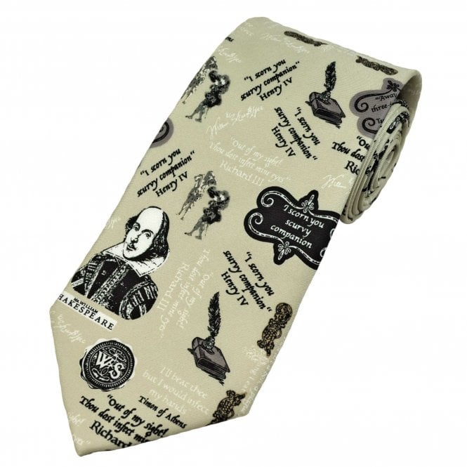 William Shakespeare's Insults Beige Men's Novelty Tie