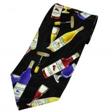 Wine Bottles, Glasses & Corkscrews Men's Novelty Tie